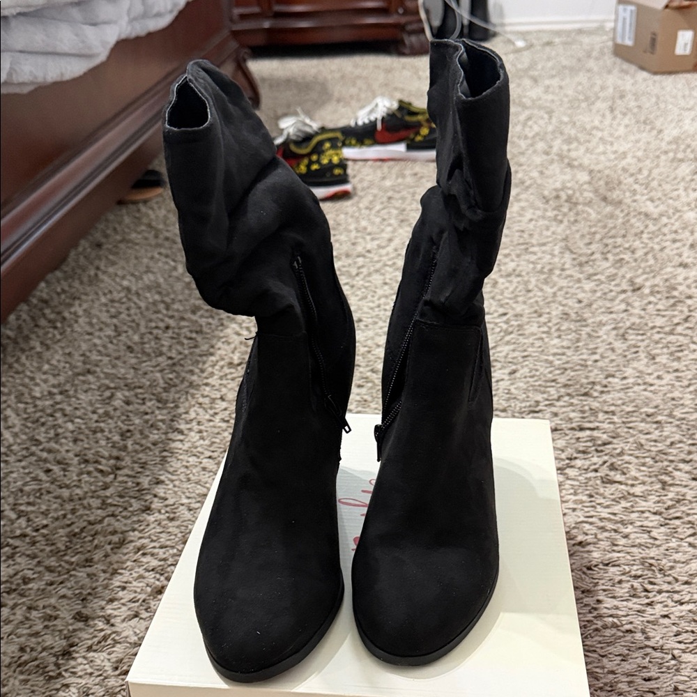 Style & Co. Black Pointed Tapered Heel Sock Boots